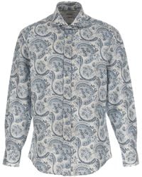Brunello Cucinelli - Patterned Shirt Camicie Blu - Lyst