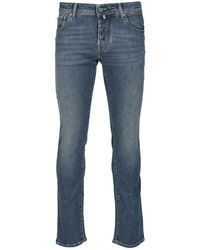 Jacob Cohen - 5 Pkt Super Slim Fit Nick Slim V1 11 Oz Blu Salpa Verde Jeans Blue - Lyst