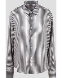 Ami Paris - Viscose Silk Blend Striped Shirt - Lyst