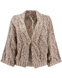 Brunello Cucinelli - Wool And Cashmere Cardigan With Sequins-Donna - Lyst