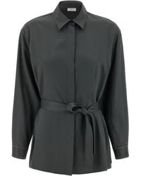 Peserico - Fluid Viscose Twill Shirt With Jewel-Detail Cuffs - Lyst