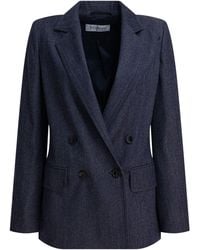 Max Mara - Denim-effect Double-breasted Blazer - Lyst
