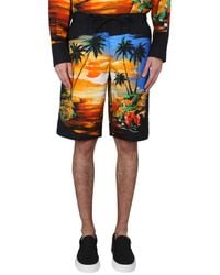 Dolce & Gabbana - Mini Bermuda Shorts With Vibrant Hawaii Print - Lyst