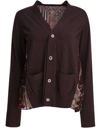 Sacai - Cardigan With Floral Print Knitwear - Lyst