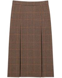 Saint Laurent - Wool And Cashmere Prince Of Wales Midi Skirt - Lyst