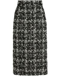 Dolce & Gabbana - Tweed Checked Midi Skirt - Lyst