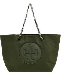 Tory Burch Ella leather-trimmed canvas tote - ShopStyle