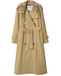 Burberry - Check Collar Long Castleford Trench Coat - Lyst