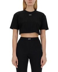 Off-White c/o Virgil Abloh - T-Shirt Cropped A Coste - Lyst