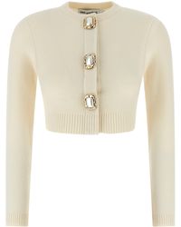 Self-Portrait - Cream Wool Maglioni Bianco-Donna - Lyst