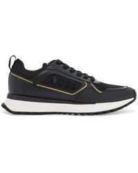 BOSS - Sneakers Jonah Runn Merbl Nere Con Dettagli Oro E Suola - Lyst