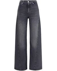 7 For All Mankind - Embellished Twisted Lotta Wide Leg Jeans - Lyst
