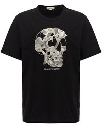 Alexander McQueen - Embroidery T Shirt Bianco/Nero - Lyst