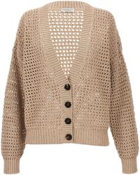 Brunello Cucinelli - Sequin Knit Cardigan Sweater, Cardigans - Lyst