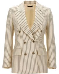 Tom Ford - Striped Double-Breasted Blazer Blazer And Suits Bianco/Nero - Lyst