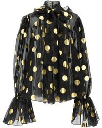 Dolce & Gabbana - Blusa a pois lamé in organza di seta - Lyst