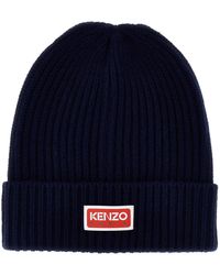 KENZO - Logo Patch Beanie Hats - Lyst