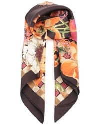 Ferragamo - Flowers Print Silk Scarf - Lyst