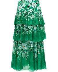 Zimmermann - Everley Tiered Midi Gonne Verde-Donna - Lyst
