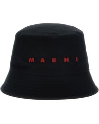 Marni - Logo Embroidery Bucket Hat Cappelli Nero - Lyst