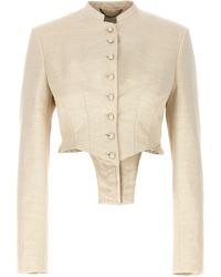 Stella McCartney - Micro Tail Short Jacket Blazer And Suits Beige - Lyst
