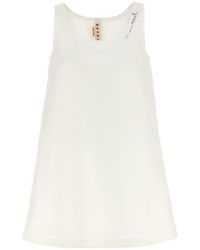 Marni - Logo Embroidery Dress Abiti Bianco - Lyst