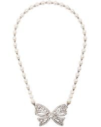 Alessandra Rich - Pearl Bow Necklace - Lyst