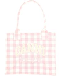 Ganni - "Vicky Check" Tote Bag Large - Lyst