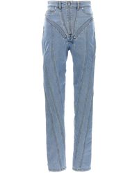 Mugler - Zipped Spiral Jeans Celeste - Lyst