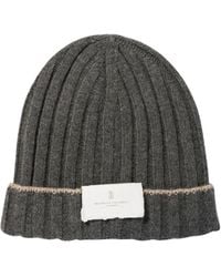 Brunello Cucinelli - Ribbed Cashmere Knit Beanie - Lyst