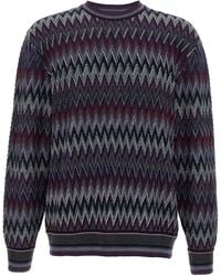 Missoni - Zigzag Pattern Wool Sweater With Crew Neck - Lyst
