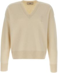 Ami Paris - Puff Logo Patch Sweater Maglioni-Uomo - Lyst