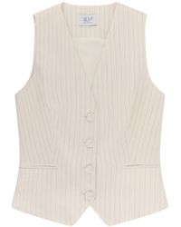 MVP WARDROBE - Cotton And Linen Vest With Striped Motif - Lyst