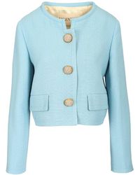 Valentino Garavani - Short Viscose Jacket Jackets Light Blue - Lyst