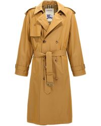 Burberry - Double-Breasted Long Trench Coat Trench E Impermeabili Beige - Lyst