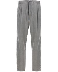 Brunello Cucinelli - Virgin Wool Pants With Drawstring - Lyst