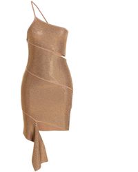 ANDREADAMO - One-Shoulder Sequin Dress Abiti Beige - Lyst