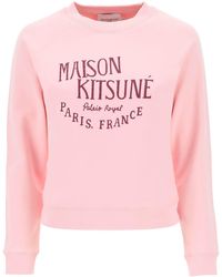 Maison Kitsuné - Crew Neck Sweatshirt With Print - Lyst