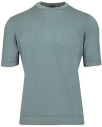 Fedeli - Crew Neck T-Shirt Knitwear Verde-Uomo - Lyst