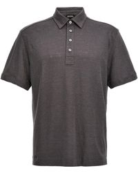 Zegna - Linen Shirt Polo Grigio - Lyst