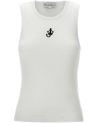 JW Anderson - Anchor Embroidery Top Bianco-Donna - Lyst