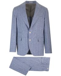 Brunello Cucinelli - Silk, Wool And Cashmere Pinstripe Suit Dresses Light - Lyst
