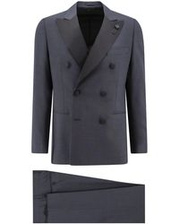 Lardini - Wool Tuxedo With Iconic Brooch Detail - Lyst