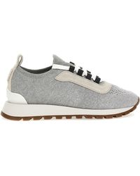 Brunello Cucinelli - Lurex Knit Sneakers Gray - Lyst