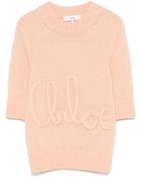 Chloé - Pullover Con Logo E Maniche Al Gomito - Lyst