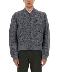 Etro - Jacquard Bomber Jacket With Logo - Lyst
