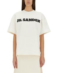Jil Sander - T-shirt oversize in cotone avorio - Lyst