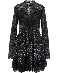 Rabanne - Floral Lace Dress Abiti Nero-Donna - Lyst