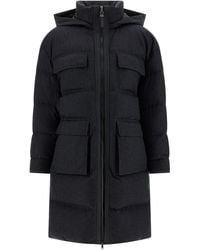 Brunello Cucinelli - Shiny Zipper Pull Puffer Jackets - Lyst