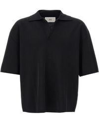Ami Paris - Viscose Blend Oversize Polo Shirt - Lyst